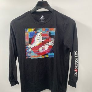 Ghostbusters Long Sleeve Graphic T-Shirt Tee Black Size L Large
